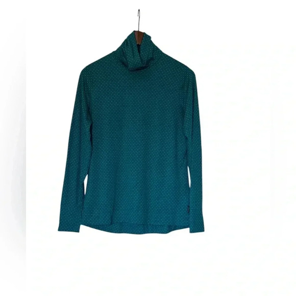 Lands End Geometric Teal/Black TurtleNeck Top Size Medium - Picture 1 of 6